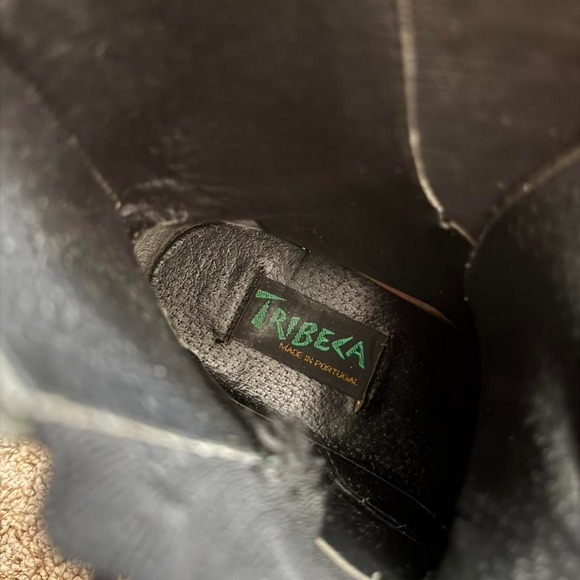 Y2K black leather short combat boot Size approx 7-7.5 lace up - Picture 7 of 7